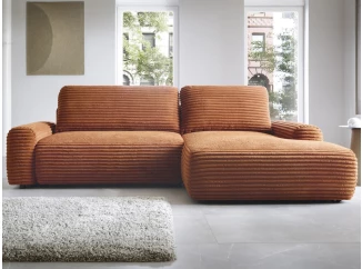 Rohová sedačka Cord, terracota strukturovaná látka, pravý roh