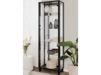 Vysoká vitrína se zrcadlem Elba, 62 cm, černá