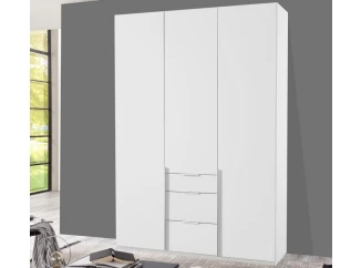 Šatní skříň se zásuvkami New York D, 135 cm, bílá/bílý lesk