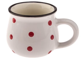 Šálek na espresso chalupářský s puntíky, 75 ml, bílý