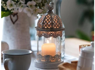 Lucerna Eglo 25 cm, bílá antik s ptáčkem