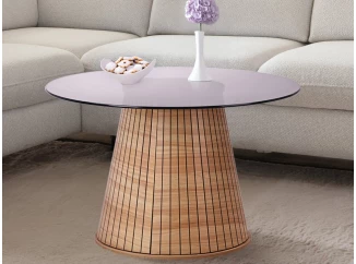 Kulatý konferenční stolek Ascoli, 80 cm, světlý ořech