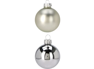 Vánoční ozdoby 16 ks, skleněné koule stříbrné