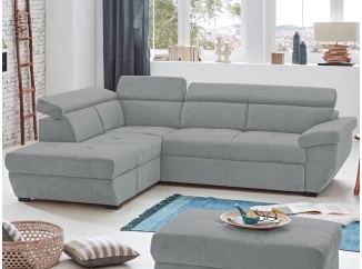 Rohová sedací souprava Speedway, světle šedá látka, levý roh