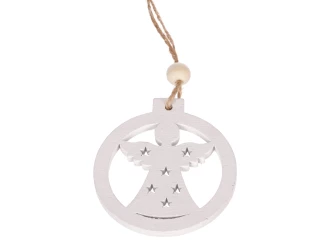 Vánoční ozdoby (8 ks) Anděl, bílé dřevo