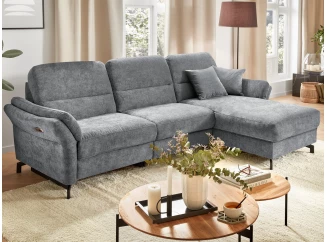 Rohová sedačka Leraja, šedá látka, pravý roh,s elektrickým polohováním