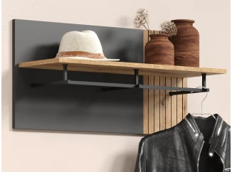 Nástěnný šatní panel Esteban, antracit/dub evoke