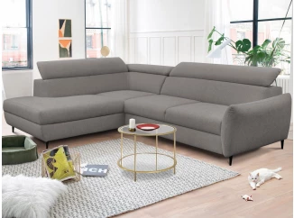 Rohová sedací souprava Othello, myší šedá látka, levý roh