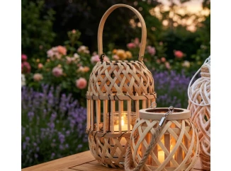 Dřevěná lucerna 15x22 cm, přírodní hnědá