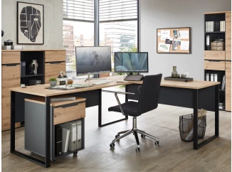 Rohový psací stůl Memphis, dub artisan/grafit