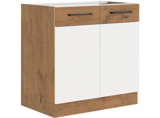 Kuchyňská dřezová skříňka Vigo, dub lancelot/bílý lesk, šířka 80 cm