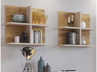 Nástěnný panel 2 ks Romy, šedá/dub