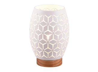 Stolní lampa Bidar 21 cm, bílý kov/dřevo