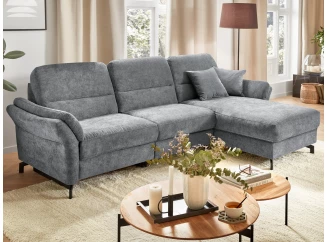 Rohová sedačka Kos, šedá látka, pravý roh, bez polohování