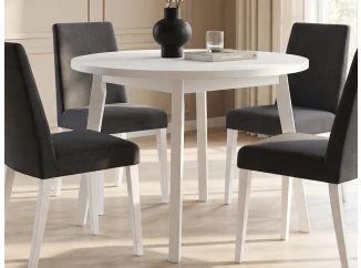 Kulatý jídelní stůl Norveg 100 cm, bělená borovice/bílý