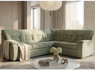 Rohová sedací souprava Merlin, mátově zelená látka, s rozkladem