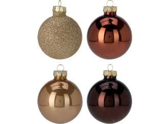 Vánoční ozdoby 16 ks, skleněné koule hnědé