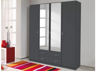 Šatní skříň se zrcadlem Case, 181 cm, tmavě šedá