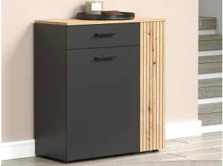 Univerzální skříňka/botník Esteban, antracit/dub evoke