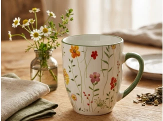 Hrnek Polní květiny 330 ml, žlutý/zelený