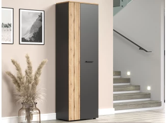 Předsíňová šatní skříň s policemi Esteban, antracit/dub evoke