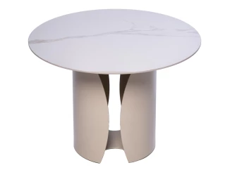 Kulatý konferenční stolek Kira, 60 cm, krémová/imitace světlého mramoru