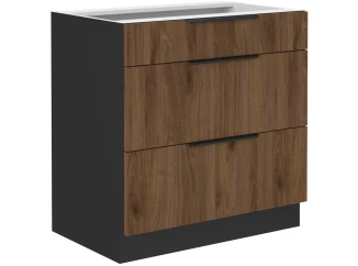 Dolní zásuvková kuchyňská skříňka Monza, 80 cm, ořech/černá