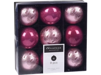 Vánoční ozdoby 9 ks, růžové koule