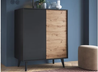 Vysoká skříňka Willow, černá/dub artisan