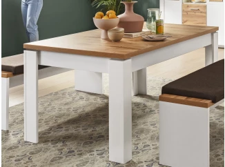 Rozkládací jídelní stůl Matera 160x90 cm, starý dub/bílá