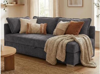 Pohovka s úložným prostorem Donna, kouřově šedá látka