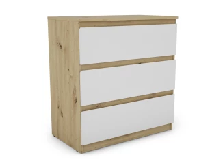 Zásuvková komoda Carlos 75 cm, dub artisan/bílá