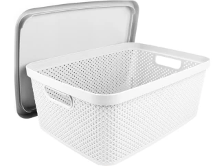 Úložný box s víkem Diamond 13 l, černý/bílý