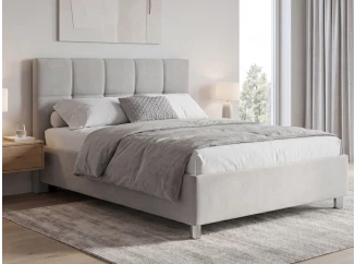 Postel Glory 140x200 cm, světle šedá látka, bez matrace