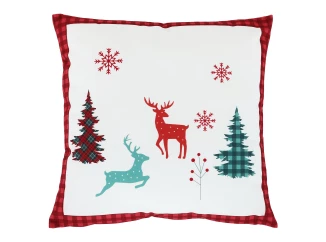 Vánoční dekorační polštář Stromky a sobi, 45x45 cm