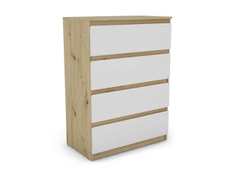 Komoda se 4 zásuvkami Carlos, dub artisan/bílá, 75 cm