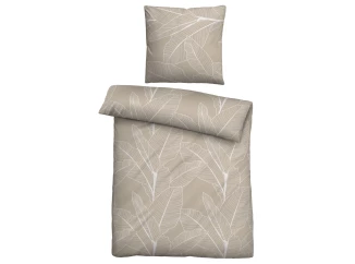 Povlečení linon Fano, motiv listy, hnědá