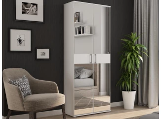 Víceúčelová policová skříň se zrcadlem Nitro, bílá