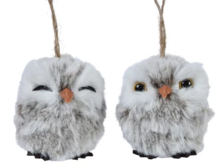 Dekorace (2 varianty) Plyšová sova, šedá
