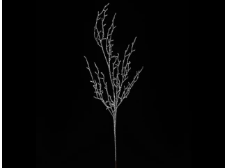 Umělá květina Vánoční větvička se třpytkami 69 cm, stříbrná