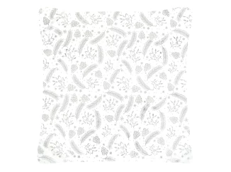 Vánoční povlak na polštář Peří a šišky 45x45 cm, stříbrný