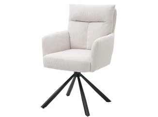Otočná jídelní židle Sofie, světle béžová strukturovaná látka