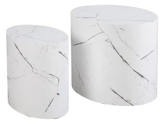 Sada oválných stolků Alvo, imitace bílý mramor, 2 ks