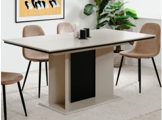 Rozkládací jídelní stůl Novella 160x90 cm, béžový/černý