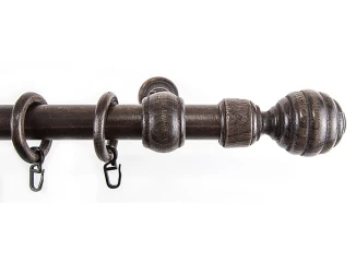 Záclonová tyč s háčky Granát 160 cm, tmavé dřevo