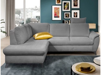 Rohová sedací souprava Geneva, šedá látka, levý roh