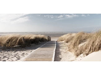 Obraz na plátně Dřevěná cesta k moři, 70x33 cm