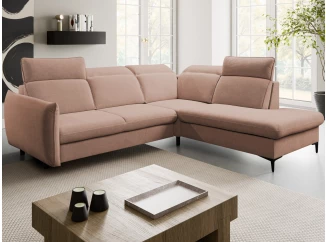 Rohová sedačka Glow, světle lososová látka, pravý roh