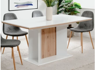 Rozkládací jídelní stůl Novella 160x90 cm, bílý/dub artisan