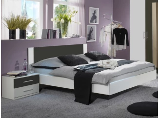 Postel s nočními stolky Nora 180x200 cm, bílá/grafitová